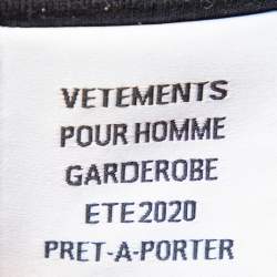 Pre Owned Vetements Blue & Black Embroidered Cotton Oversized Hoodie S