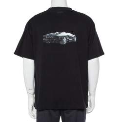 Pre Owned Vetements Black Logo Printed Cotton Crewneck Oversized T-Shirt S