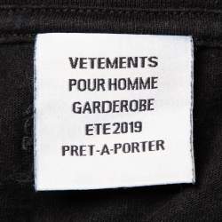 Pre Owned Vetements Black Logo Printed Cotton Crewneck Oversized T-Shirt S