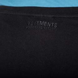Pre Owned Vetements Black Taget Printed Cotton Distressed Crewneck T-Shirt S