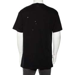 Pre Owned Vetements Black Taget Printed Cotton Distressed Crewneck T-Shirt S