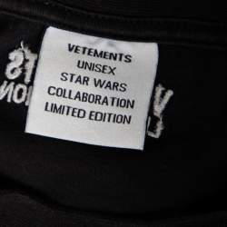 Pre Owned Vetements x Star Wars Limited Edition Black Cotton Printed Crewneck T-Shirt XL