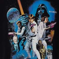 Pre Owned Vetements x Star Wars Limited Edition Black Cotton Printed Crewneck T-Shirt XL