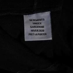 Pre Owned Vetements Black Cotton Logo Printed Oversized Hoodie L