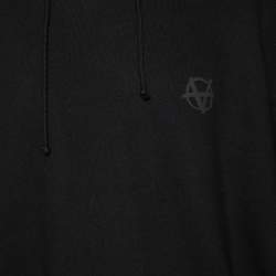 Pre Owned Vetements Black Cotton Logo Printed Oversized Hoodie L