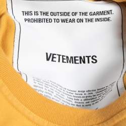 Pre Owned Vetements Yellow Cotton Inside-Out Oversized T-Shirt L