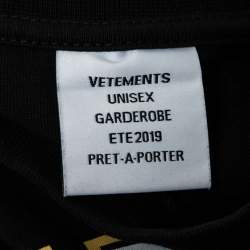 Pre Owned Vetements Black Cotton Armee Print and Crystal Embellished Crew Neck T-Shirt M