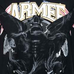 Pre Owned Vetements Black Cotton Armee Print and Crystal Embellished Crew Neck T-Shirt M