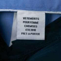 Pre Owned Vetements Blue Stripe Printed Button Down Double Face Shirt M