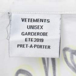 Pre Owned Vetements White Logo Graphic Print Cotton Oversize Shirt S