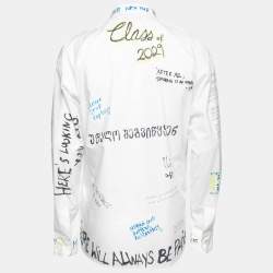 Pre Owned Vetements White Logo Graphic Print Cotton Oversize Shirt S