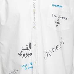 Pre Owned Vetements White Logo Graphic Print Cotton Oversize Shirt S