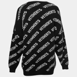 Vetements Black Knit All-Over-Logo Oversized Unisex Sweater M