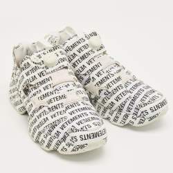 Pre Owned Vetements x Reebok White/Black Monogram Canvas Instapump Fury Sneakers Size 42.5