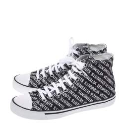 Vetements Black/White Logo Print Canvas Hi-Top Sneakers Size 41