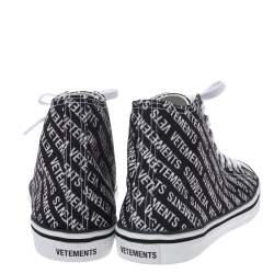 Vetements Black/White Logo Print Canvas Hi-Top Sneakers Size 41