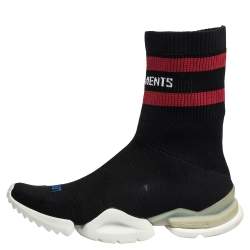 Vetements x Reebok Black/Red Knit Fabric High Top Sock Trainers Size 41