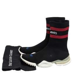 Vetements x Reebok Black/Red Knit Fabric High Top Sock Trainers Size 41