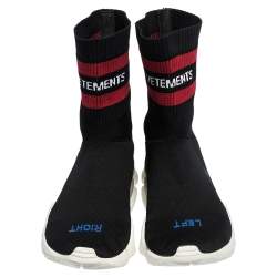 Vetements x Reebok Black/Red Knit Fabric High Top Sock Trainers Size 41