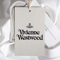 Pre Owned Vivienne Westwood White Heart Print Cotton Logo Embroidered T-Shirt L