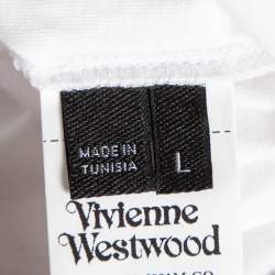 Pre Owned Vivienne Westwood White Heart Print Cotton Logo Embroidered T-Shirt L