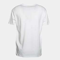 Pre Owned Vivienne Westwood White Heart Print Cotton Logo Embroidered T-Shirt L