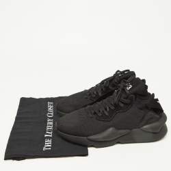 Y-3 Black Nubuck Leather and Fabric Kaiwa Low Top Sneakers Size 42.5