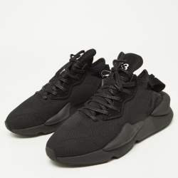 Y-3 Black Nubuck Leather and Fabric Kaiwa Low Top Sneakers Size 42.5