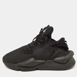 Y-3 Black Nubuck Leather and Fabric Kaiwa Low Top Sneakers Size 42.5