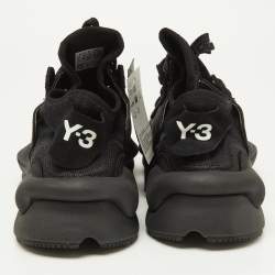Y-3 Black Nubuck Leather and Fabric Kaiwa Low Top Sneakers Size 42.5
