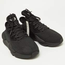 Y-3 Black Nubuck Leather and Fabric Kaiwa Low Top Sneakers Size 42.5