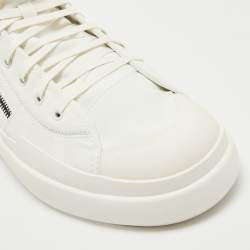 Y-3 x Adidas White Coated Canvas and Leather Ajatu Court High Core White Sneakers Size 47 1/3
