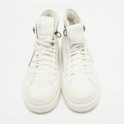 Y-3 x Adidas White Coated Canvas and Leather Ajatu Court High Core White Sneakers Size 47 1/3