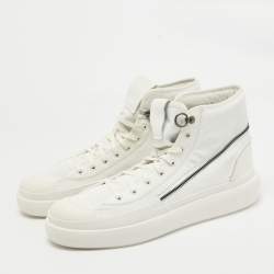 Y-3 x Adidas White Coated Canvas and Leather Ajatu Court High Core White Sneakers Size 47 1/3