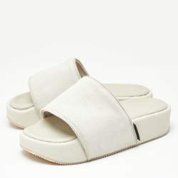 Pre Owned Y-3 Grey Suede Platform Slide Sandals Size 40.5