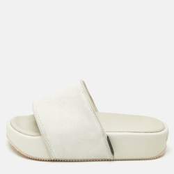Pre Owned Y-3 Grey Suede Platform Slide Sandals Size 40.5