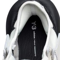 Y-3 Cream/Black Leather and Fabric Kaiwa Sneakers Size 44