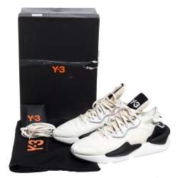 Y-3 Cream/Black Leather and Fabric Kaiwa Sneakers Size 44