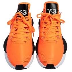 Adidas Y-3 Kaiwa Icon Orange/Black Leather And Stretch Fabric Sneaker Size 41.5