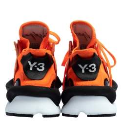 Adidas Y-3 Kaiwa Icon Orange/Black Leather And Stretch Fabric Sneaker Size 41.5