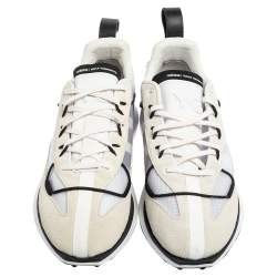 Adidas Y-3 Core White Mesh and Suede Shiku Run Low Top Sneakers Size 46 2/3