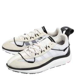 Adidas Y-3 Core White Mesh and Suede Shiku Run Low Top Sneakers Size 46 2/3