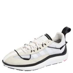 Adidas Y-3 Core White Mesh and Suede Shiku Run Low Top Sneakers Size 46 2/3