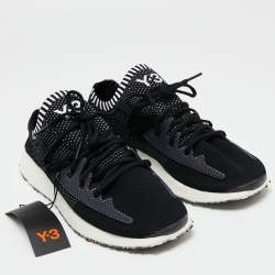 Y-3 Black/White Knit Fabric Pure Boost Sneakers Size 44 2/3