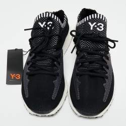 Y-3 Black/White Knit Fabric Pure Boost Sneakers Size 44 2/3
