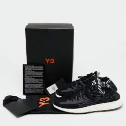 Y-3 Black/White Knit Fabric Pure Boost Sneakers Size 44 2/3