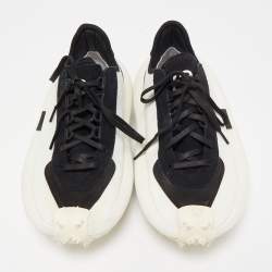 Y-3 x Adidas Black/White Suede and Canvass Makura Low Top Sneakers Size 42.5