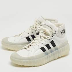 Y-3 White Leather High Top Sneakers Size 44.5