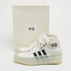 Y-3 White Leather High Top Sneakers Size 44.5