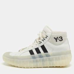Y-3 White Leather High Top Sneakers Size 44.5